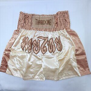 Muay Thai Boxing Shorts XXL Satin Patch Embroidered Kickboxing Original Thailand